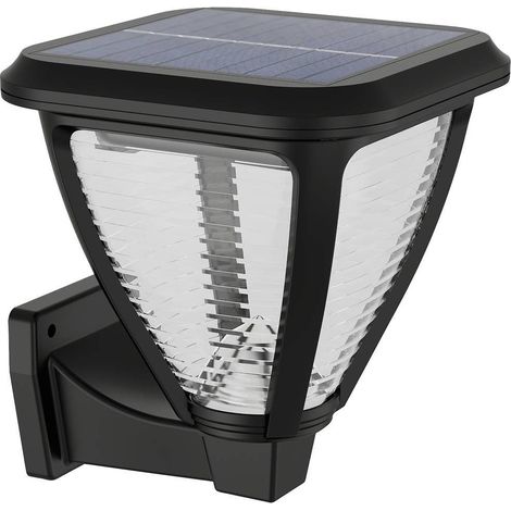 Applique murale solaire d'extérieur, 6W, lumière blanc chaud 2700K, noire, IP44 résistante aux intempéries (1/3)