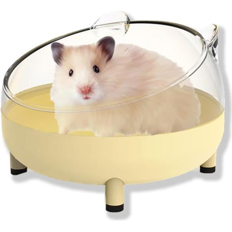 Hamster Sand Bath Container, Large Sandbox Toilet Gerbil Batheoom, Tiny Chinchilla Dust Bathtub Sand Bath Box for Hamster Cage Accessories 6.5 Inch-Yellow (1/5)