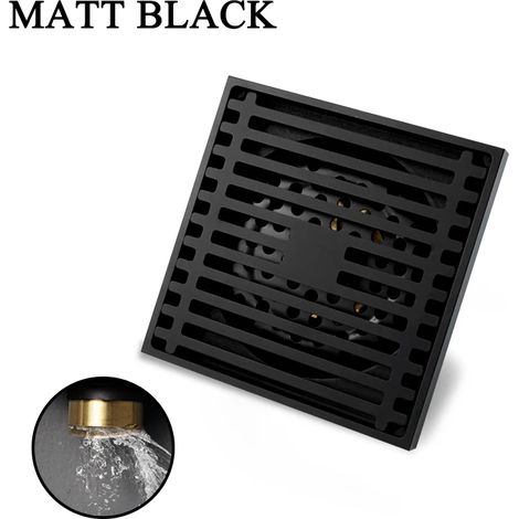 (Matte Black)Brushed Rose Gold Bathroom Floor Drain 10CM10CM Square Brass Filter Hidden Type Deodorant Hairy Waste Grate Drains (1/4)