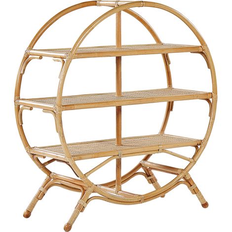 Estantería de ratán natural beige 109 cm estante ovalado 3 baldas Tuvalu II