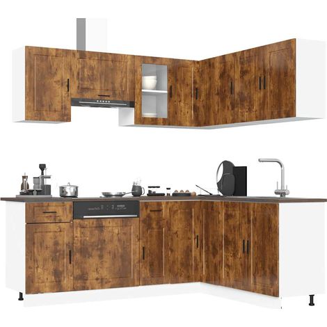 11-tlg. Küchenschrank-Set Porto Räuchereiche Holzwerkstoff
