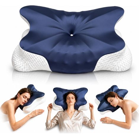 Oreiller ergonomique - Coussin de positionnement latéral à deux hauteurs avec housse rafraîchissante en soie glacée - En mousse à mémoire de forme - Pour les personnes (1/5)