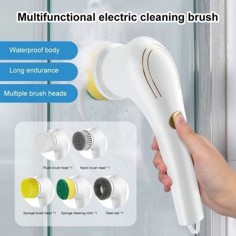 Rotierende elektrische Zahnbürste – 360°-Drehung – USB-aufladbar – IPX7 wasserdicht – 5 austauschbare Bürstenköpfe – Für Bad, Küche und Auto (1/5)