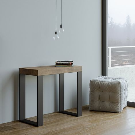 Consola mesa extensible 90 x 40 - 300 cm diseño madera metal Tecno Noix (1/5)