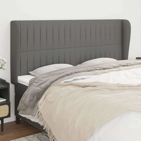 vidaXL Cabecero con orejas de tela gris oscuro 163x23x118/128 cm (1/5)