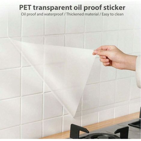 Film autocollant transparent 45 x 500 cm film pour meubles de cuisine film mural imperméable film de protection pour sol résistant à la chaleur film de protection contre les éclaboussures (1/3)