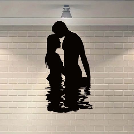 Sculpture Murale Métallique Couple - Décoration Murale Romantique en Fer - Idéale pour Anniversaire ou Cadeau - Dimensions 30 x 15,7 cm - 1 Pièce (1/5)