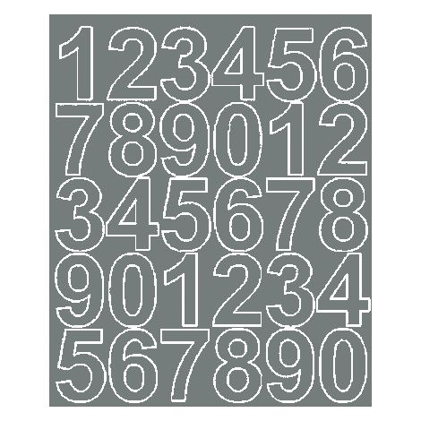 Pegatinas autoadhesivas con números de 4,5 cm, color gris brillante.