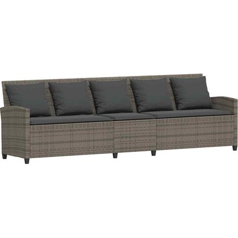 Maison Exclusive - Divano da Giardino con Cuscini 5 Posti Grigio in Polyrattan