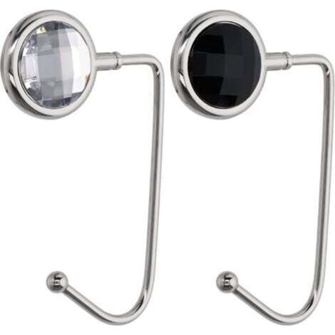 2 Pcs Handbag Hook - Sturdy Zinc Aluminum Hook - Bag Holder for Desk/Table - Handbag/Small Item Hanging System - Black-White-Silver