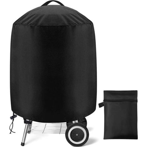 Housse de Barbecue Ronde, Bâche de Protection Résistante de 420D Oxford BBQ à Gaz, Imperméable, Coupe-Vent, Anti-UV, 71 x 68 cm (1/4)