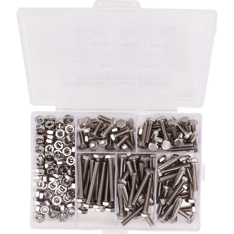 Kit de 200 boulons hexagonaux M4 en acier inoxydable 304 anti-oxydation, robustes, avec écrous. (1/5)