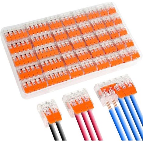 Connettori a leva per cavi, 55 pezzi, 2/3/5 porte, compatti, ignifughi, PA/PC, per installazioni elettriche. (1/5)