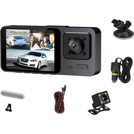 Caméra de voiture DVR 2/3 canaux 1080p Caméra double / triple objectif Dashcam Enregistreur vidéo Parking Écran IPS 2" Convient à tous les propriétaires de véhicules (1/5)