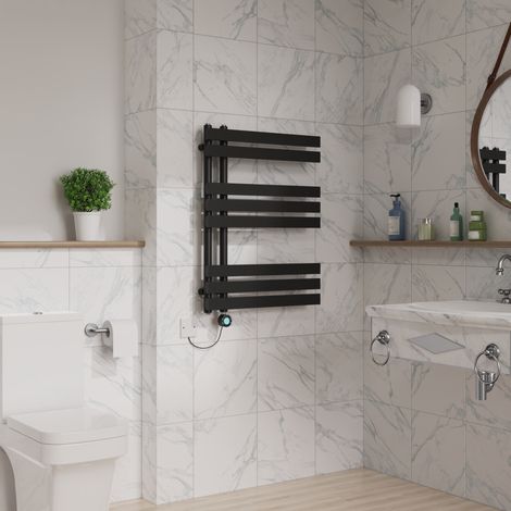 WiFi Electric Towel Rail Timer D Tube 800x600mm Black (1/5)