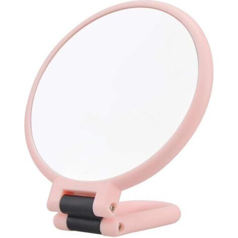 Miroir Grossissant x 15 Double Face Miroir Pliable avec Poignée, Miroir de Maquillage à Main de Coiffeurs Miroir Pliant pour Divers Détails(Rose) (1/5)