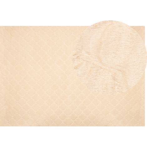 Alfombra beige 160 x 230 cm poliéster piel sintética conejo reja pelo largo Gharo (1/5)