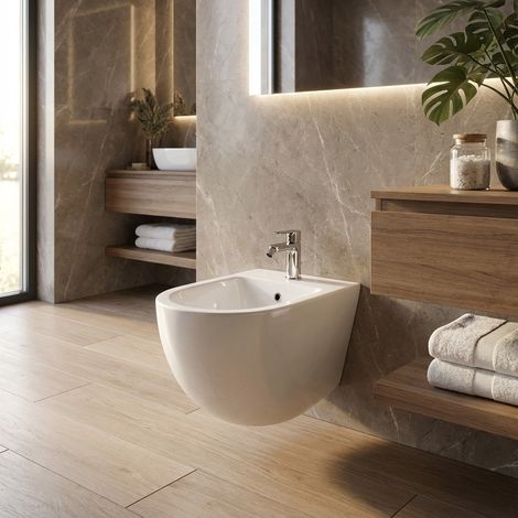 Bidet sospeso in ceramica bianco alpino 52x38 cm – Des  Rak Ceramics