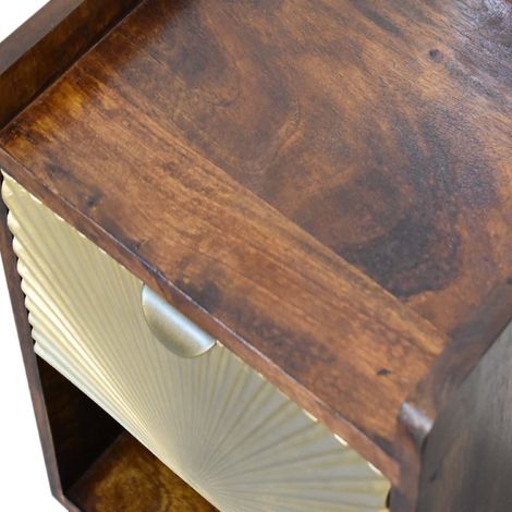 Mini Manila Gold en bois massif,table de chevet à 1 tiroir,1 étagère,marron
