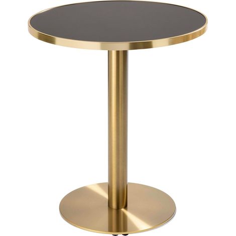 Table à manger ronde 60 cm plateau noir/doré et pied doré (1/5)