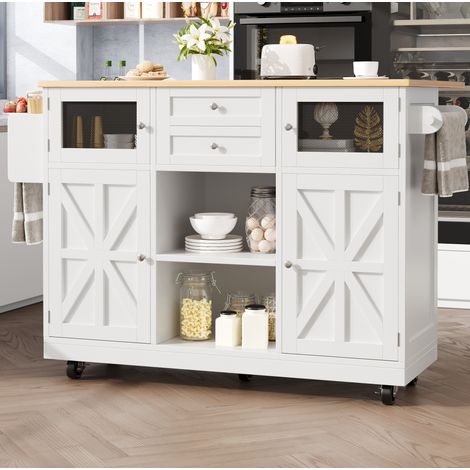 Mobile cucina con piano ribaltabile, 140 x 40 x 93,5 cm, bianco (1/5)