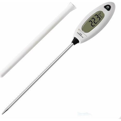 Termómetro de cocina digital con sonda larga, lectura instantánea 5s, pantalla LCD grande, ideal para carnes, BBQ, repostería y baño. (1/4)
