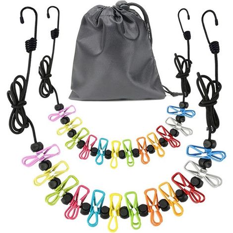 Tendedero antideslizante, tendedero portátil de viaje, tendedero con 12 pinzas, accesorios de camping (1/5)