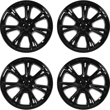 Set de 4 enjoliveurs 19 pouces anti-rayures style sportif remplacement Tesla Model Y 2020-2023 noir brillant (1/5)