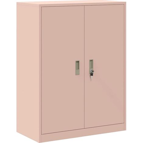 Armoire de rangement moderne avec portes verrouillables et grande capacité bureau 80 x 40 x 105 cm en acier laminé à froid rose (1/5)