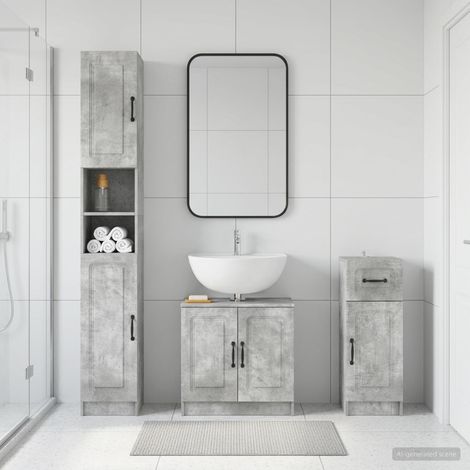 vidaXL 3 Piece Bathroom Cabinet Set UTRECHT Concrete Grey (1/5)