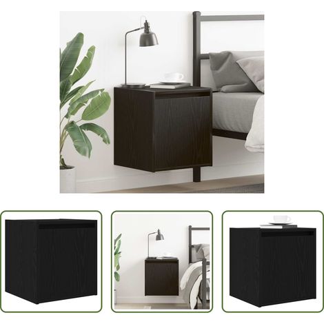 vidaXL Holzwerkstoff - Wand-Nachttisch Schwarz 38x34x40 cm (1/5)