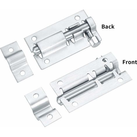 royaluxe - 4 Pcs Verrou de Porte, Loquet Porte Coulissante, Serrure Porte Coulissante, Serrure de Porte, Boulons de Verrouillage de Porte, Targette en Acier Inoxydable pour Chambre Toilettes - 2 Pouce (1/5)