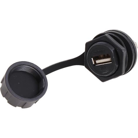 Connecteur femelle USB 2.0 à montage sur panneau, étanche IP67, avec capuchon. (1/4)