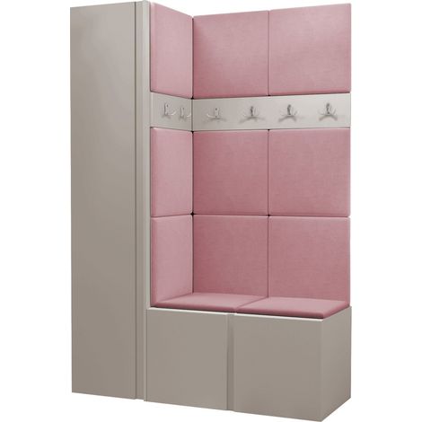 Conjunto para recibidor Pinis IX, Manila 09, 186x124x46cm, Aglomerado laminado, Tapiz, Colocada, Montada en la pared
