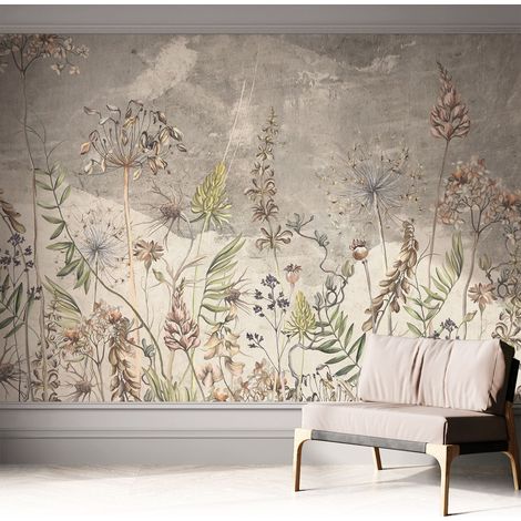 Papier peint adhésif décoratif avec colle pour salon chambre et bureau Installation rapide Plantes des champs 312x219 cm (1/5)
