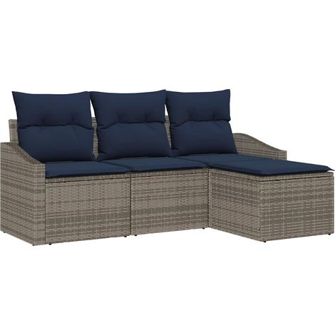 Maison Exclusive - Sofa Set mit Kissen 4 pcs Grau und Marineblau