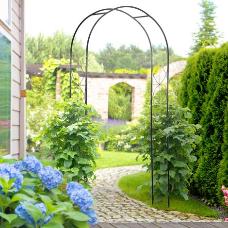 Arche de Jardin arche à rosiers treillis plantes grimpantes style Fer forgé dim. 114L x 30l x 230H cm métal époxy Noir