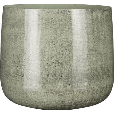 Cache-pot d'Intérieur en Métal Style Industriel Design Gris Clair H27 x Ø32 cm - PANGIVO (1/4)