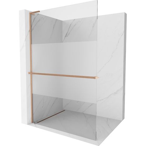 Mexen Kioto+ L Duschwand mit Regal Walk-in 70 x 200 cm, transparent/eis, gebürstetes Messing - 800-070-123-65-35 (1/5)