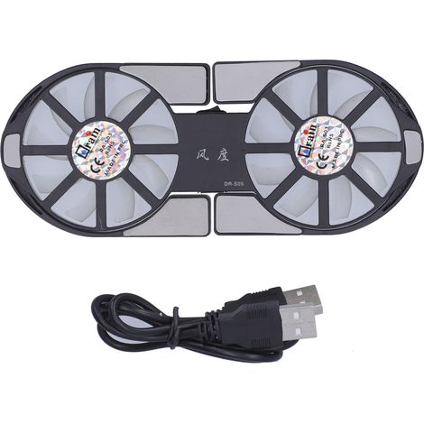 Socle de Refroidissement pour PC Portable avec 2 Ventilateurs - Grand Flux d'Air - Pliable et Léger (Noir) (1/5)