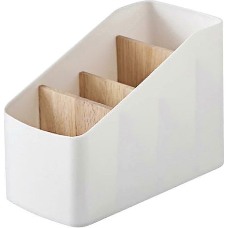 Boîte de rangement de bureau multifonction en bois avec compartiments amovibles pour télécommandes. (1/5)