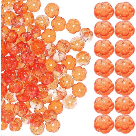 100 perles d'espacement citrouille en verre, perles en vrac pour la création de boucles d'oreilles sur le thème de Thanksgiving (1/5)