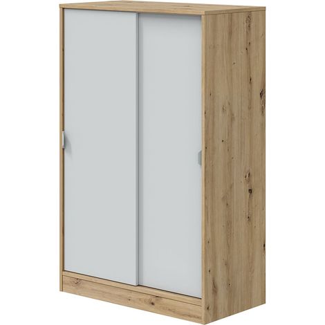 Guardaroba 2 Ante Stelvio, Armadio Camera da Letto 2 Ripiani, 2 Ante, 40x119h cm Marrone Rovere Nodi
