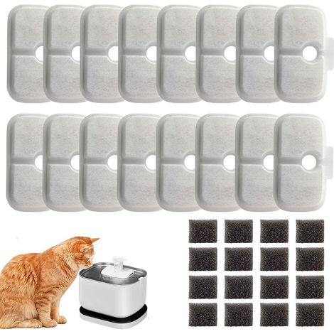 Lot de 16 Filtres de Rechange pour Fontaine à Eau - Cartouches Filtrantes avec 12 Éponges de Pré-filtre - Compatible PLWF005, PLWF115, PLWF105 (1/5)