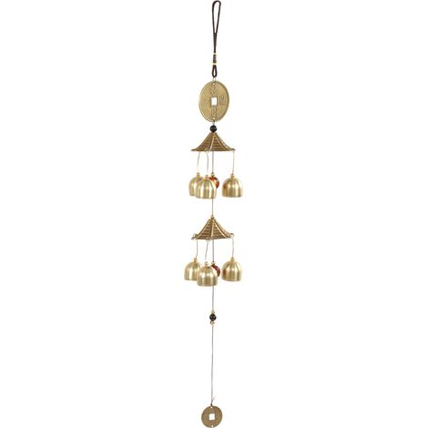 Carillon à vent en bronze rétro, style chinois, porte-bonheur santé et prospérité, Feng Shui pour décoration intérieure (1/5)