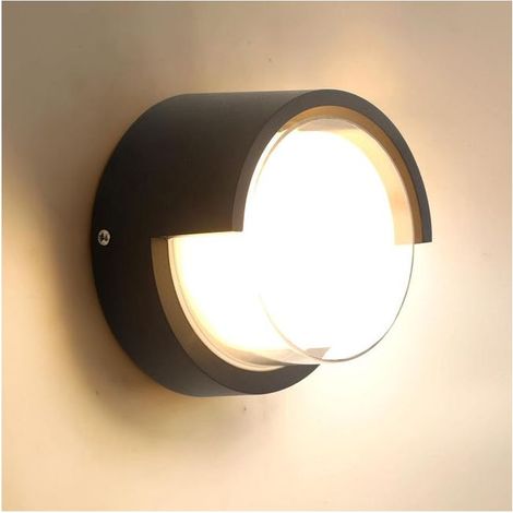 Applique murale extérieure LED moderne, 12W, indice d'étanchéité IP65, convient aux cours, jardins, terrasses, murs, allées, patios, couloirs de villas, etc., blanc chaud. (1/4)