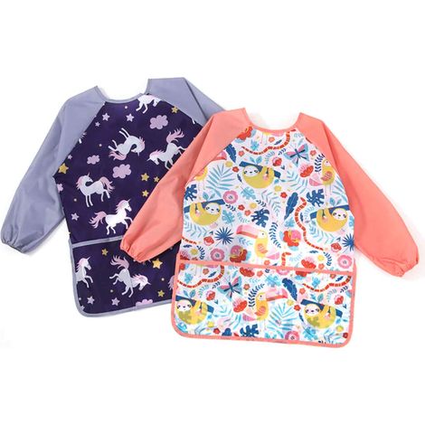 Tablier Artistique Enfants - Tablier Peintre 2 Pièces Avec Manches Longues Et 3 Poches - Pour Enfants 3 À 8 Ans - Polyester Imperméable (1/5)