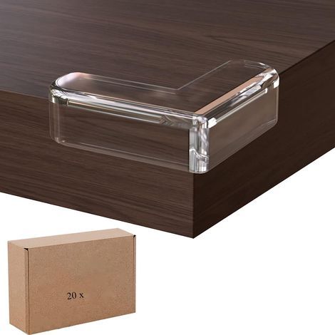 Lot de 20 protections d'angle de table pour bébé, protections d'angle de table pour meubles de sécurité enfant et protections d'étagère murale pour bureau, cheminée, coins doux avec super colle amélio (1/5)