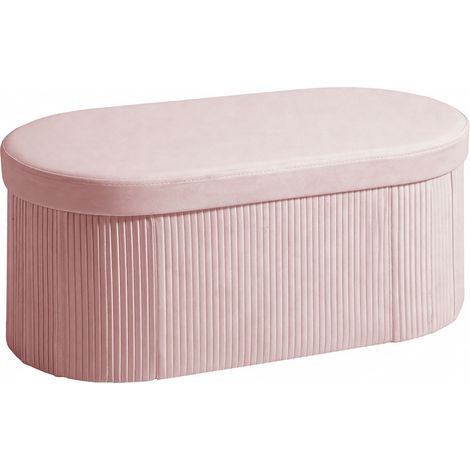 HOMCOM puff almacenaje, banco almacenaje plegable, 72 L, 76x38x35 cm, tapizado en terciopelo, baúl de almacenamiento, carga 120 kg, rosa