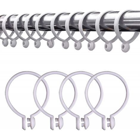 Paquet de 100 anneaux de rideau de douche en plastique blanc de 38 mm (1/5)